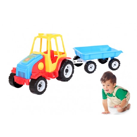 TRAKTOR z Przyczepą Zabawka Dla Dziecka 52cm