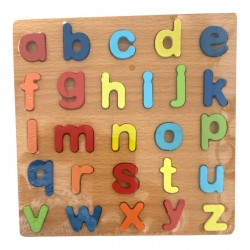 puzzle DREWNIANE LITERKI układanka nauka alfabetu tablica do układania