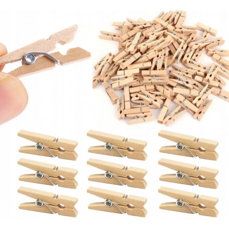 DREWNIANE MINI KLAMERKI SPINACZE żabki 100 sztuk