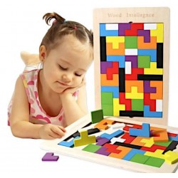 TETRIS GRA DLA DZIECI LOGICZNA KLOCKI DREWNIANE DREWNIANY ZABAWKA ZABAWKI