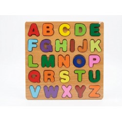 puzzle DREWNIANE LITERKI układanka nauka alfabetu tablica do układania