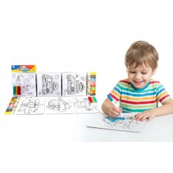 PUZZLE Do Kolorowania z Flamastrami 3PAK w 1