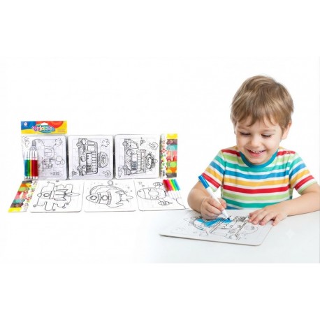PUZZLE Do Kolorowania z Flamastrami 3PAK w 1