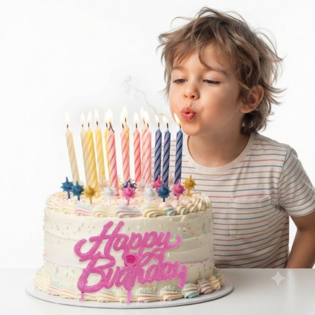 Świeczki urodzinowe Happy Birthday, zestaw świeczek, 12 szt.